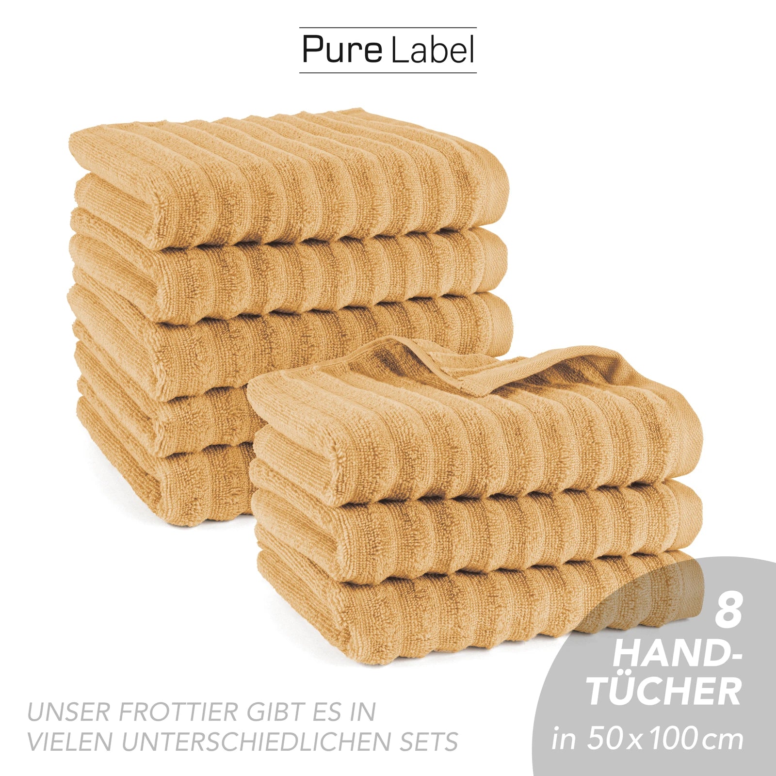 Handtuch "Waves" - Anthrazit / 4x 50x100cm Pure Label