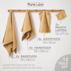 Handtuch Sets "Waves" - Anthrazit / 4x30x50 + 4x50x100 + 2x70x140 cm Pure Label
