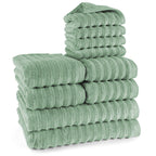 Handtuch Sets "Waves" - Anthrazit / 4x30x50 + 4x50x100 + 2x70x140 cm Pure Label