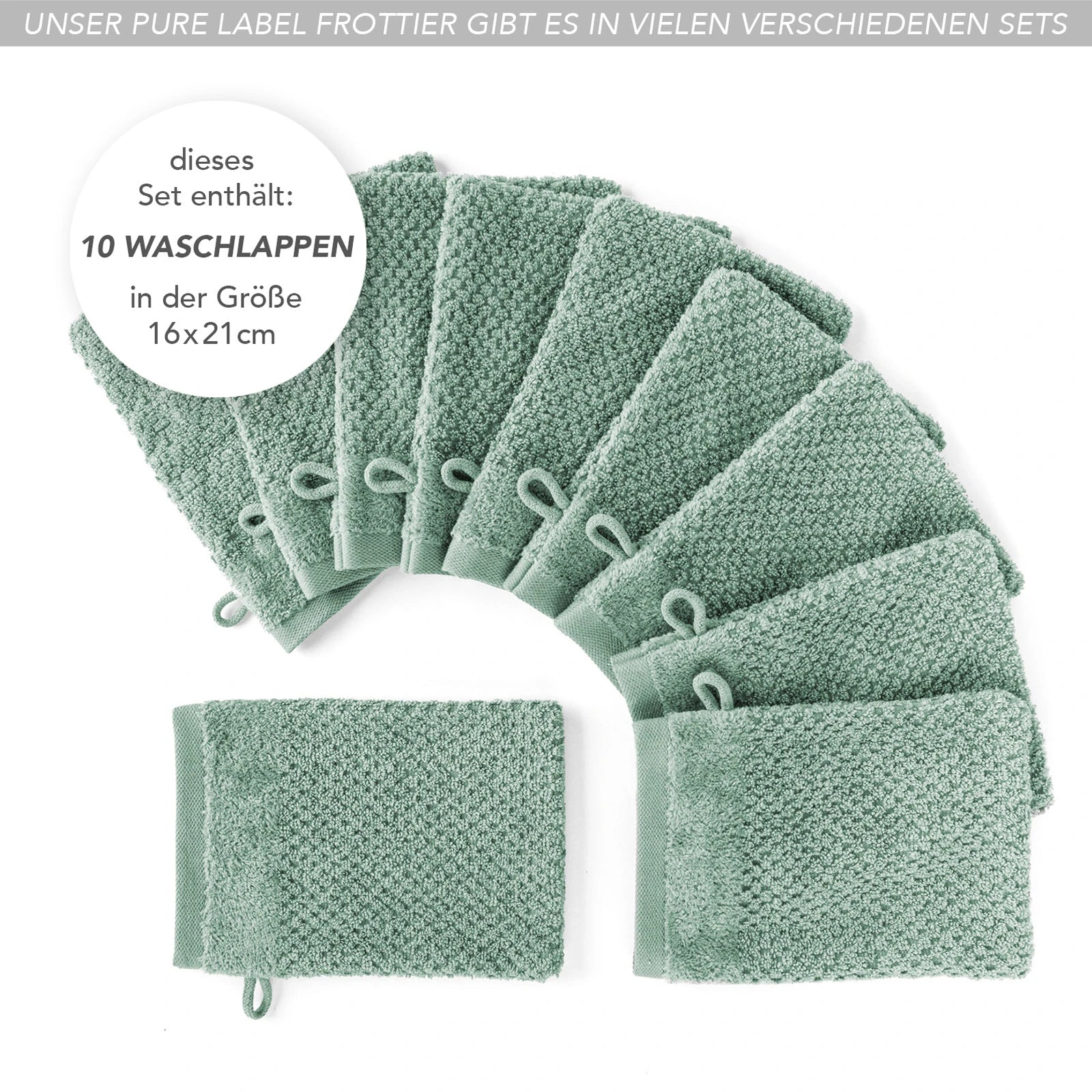 Waschlappen "Popcorn" - Anthrazit / 4x 16x21cm Pure Label