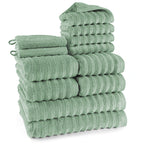 Handtuch Sets "Waves" - Anthrazit / 4x30x50 + 4x50x100 + 2x70x140 cm Pure Label