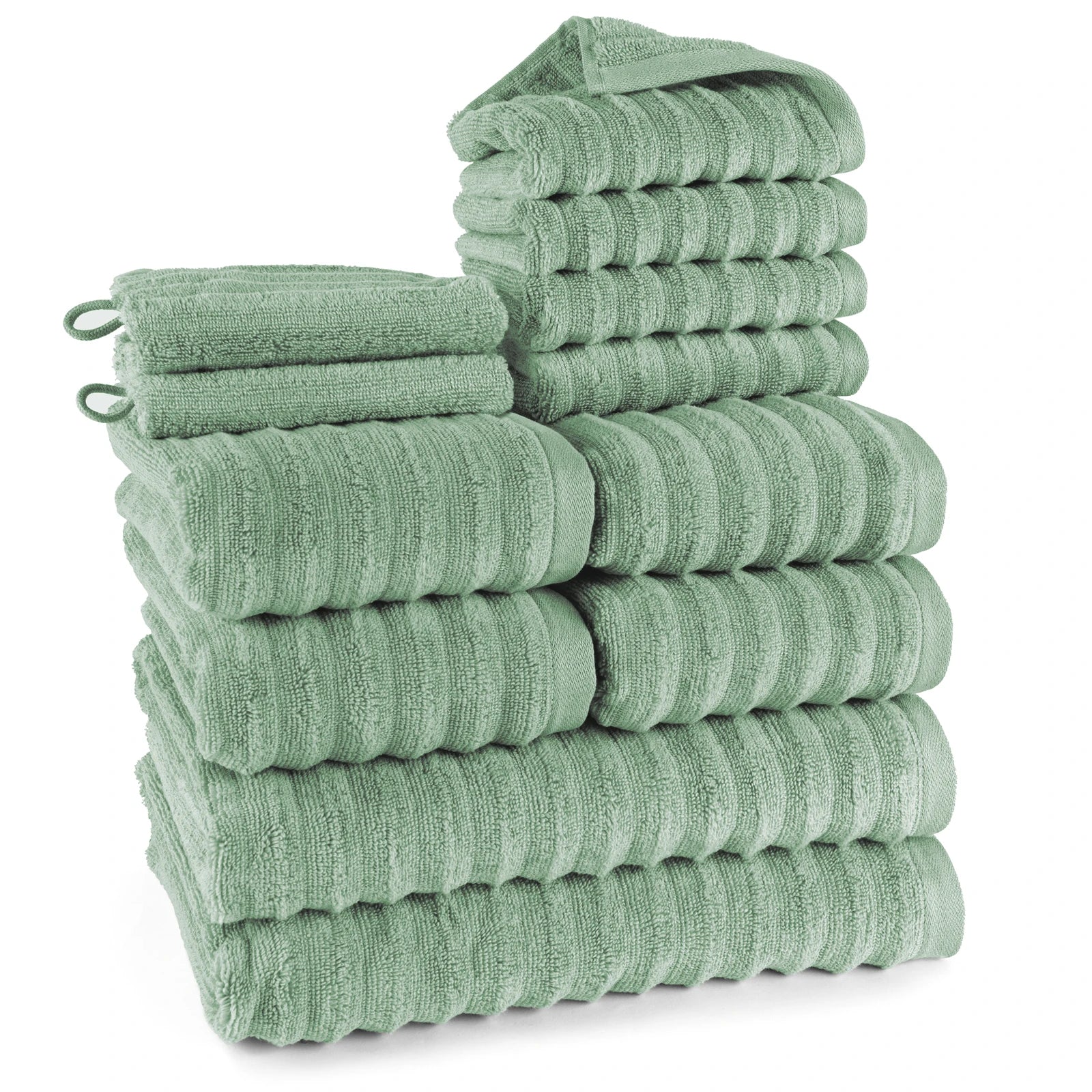 Handtuch Sets "Waves" - Anthrazit / 4x30x50 + 4x50x100 + 2x70x140 cm Pure Label