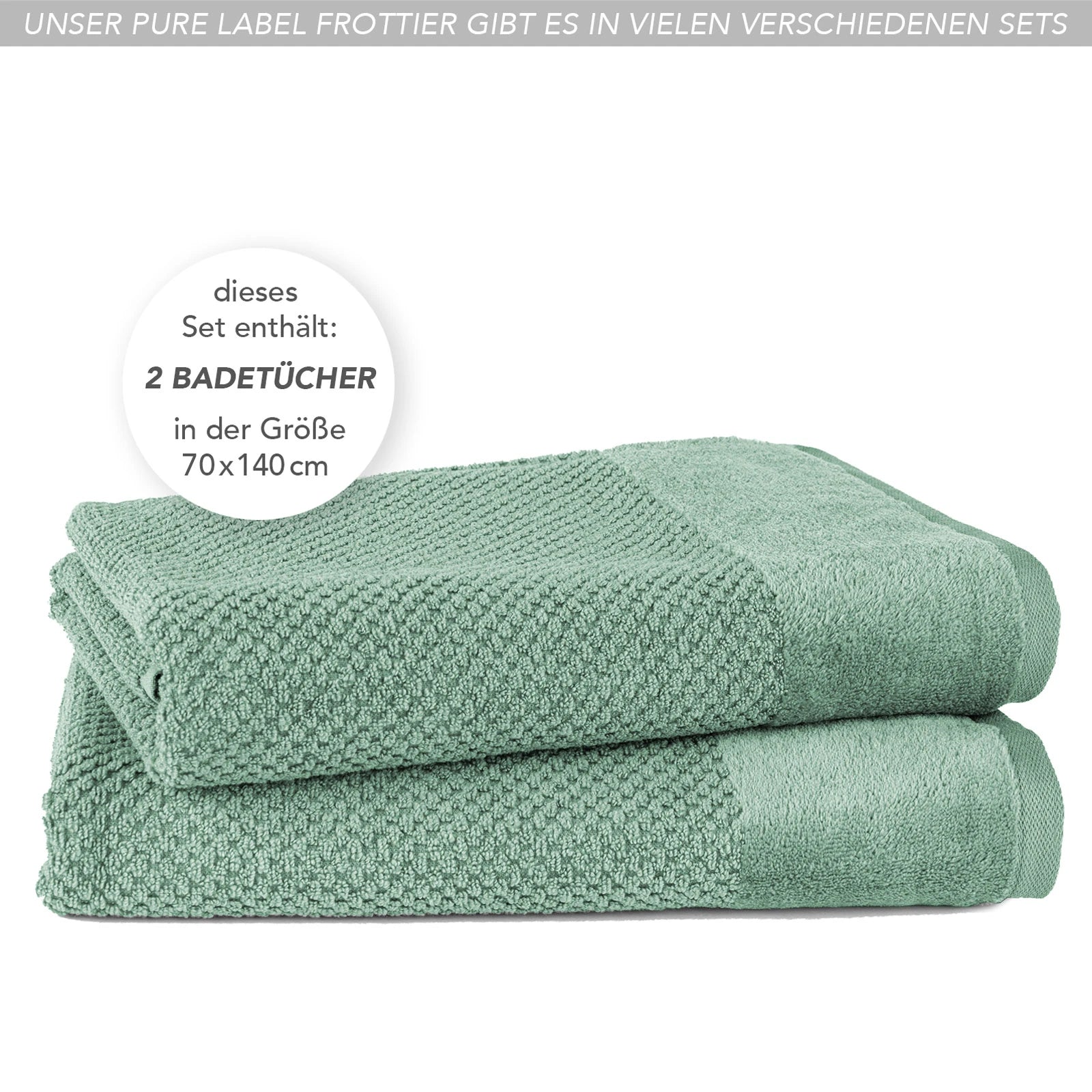 Duschtücher "Popcorn" - Anthrazit / 2x 70x140cm Pure Label
