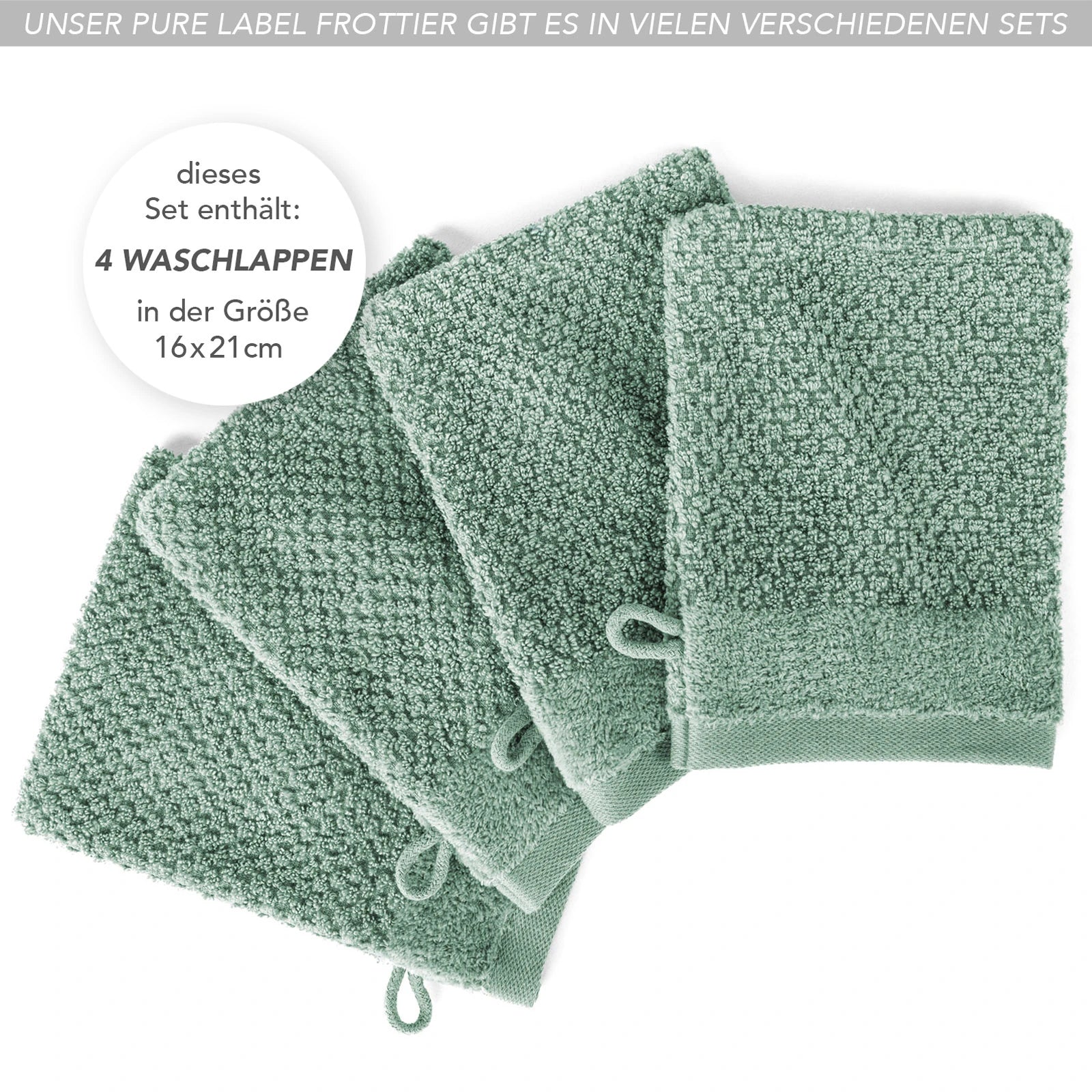 Waschlappen "Popcorn" - Anthrazit / 4x 16x21cm Pure Label