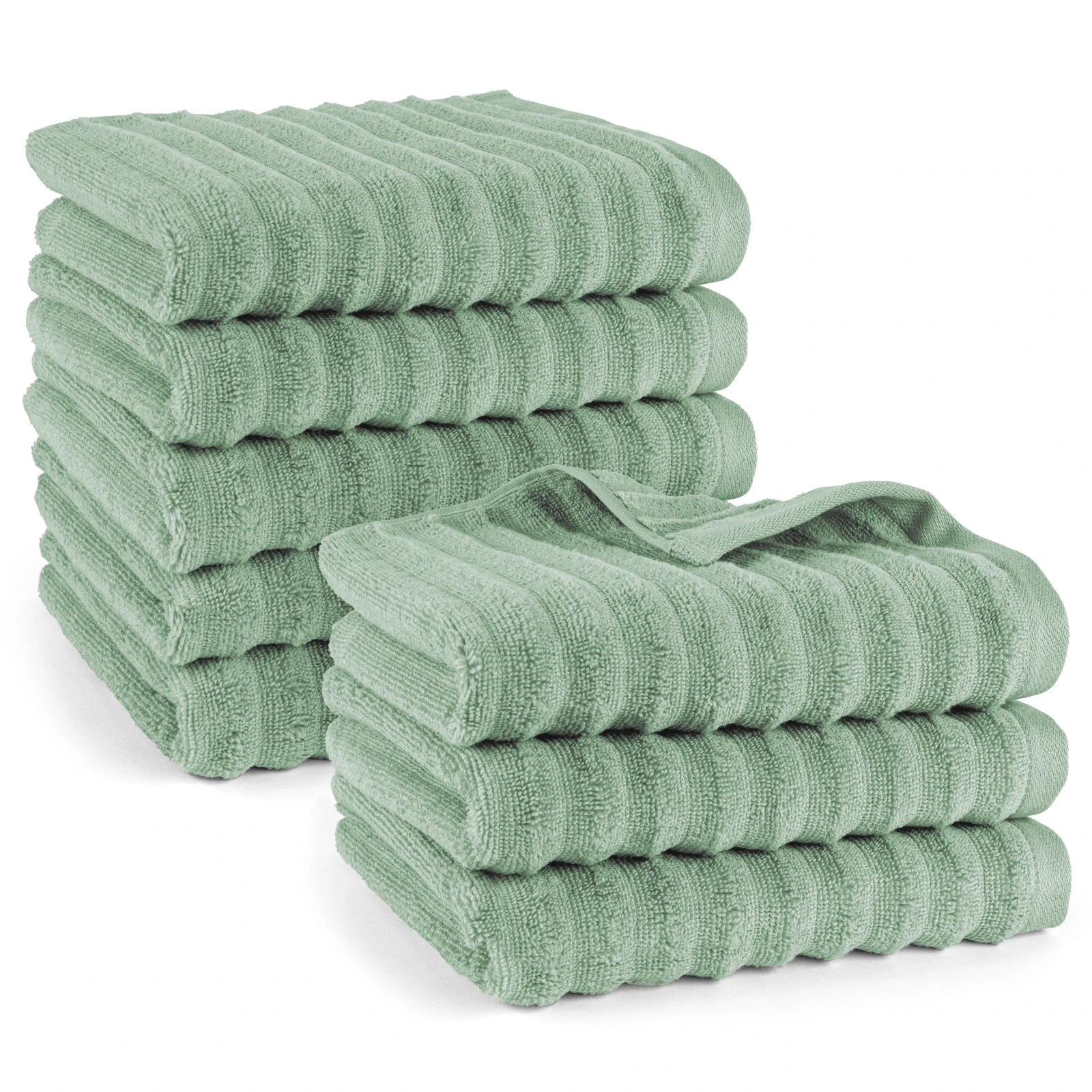 Handtuch "Waves" - Salbeigrün / 8x 50x100cm Pure Label