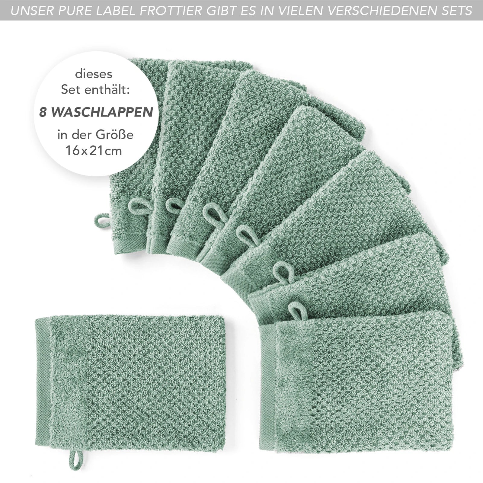 Waschlappen "Popcorn" - Anthrazit / 4x 16x21cm Pure Label