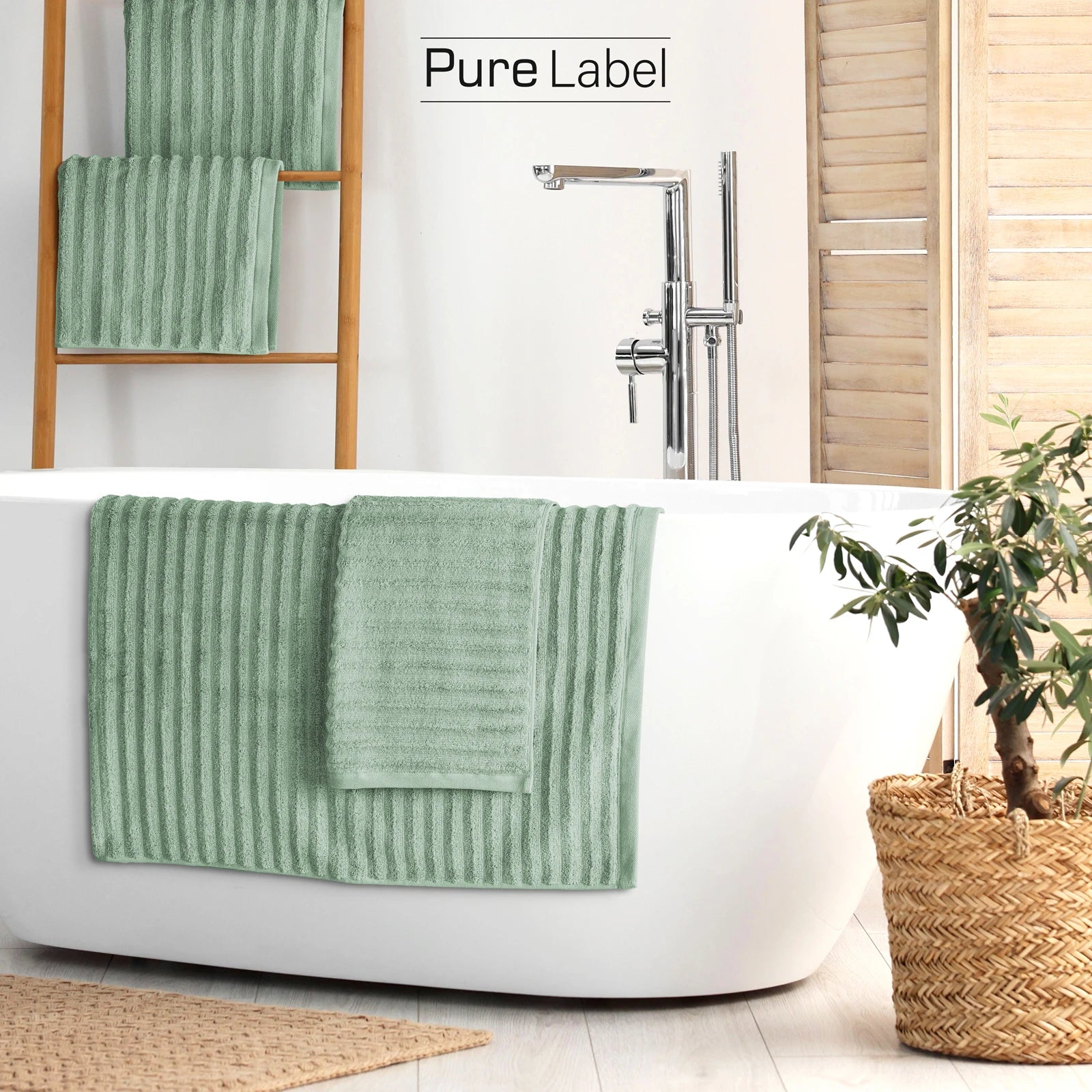 Duschtuch "Waves" - Anthrazit / 2x 70x140cm Pure Label