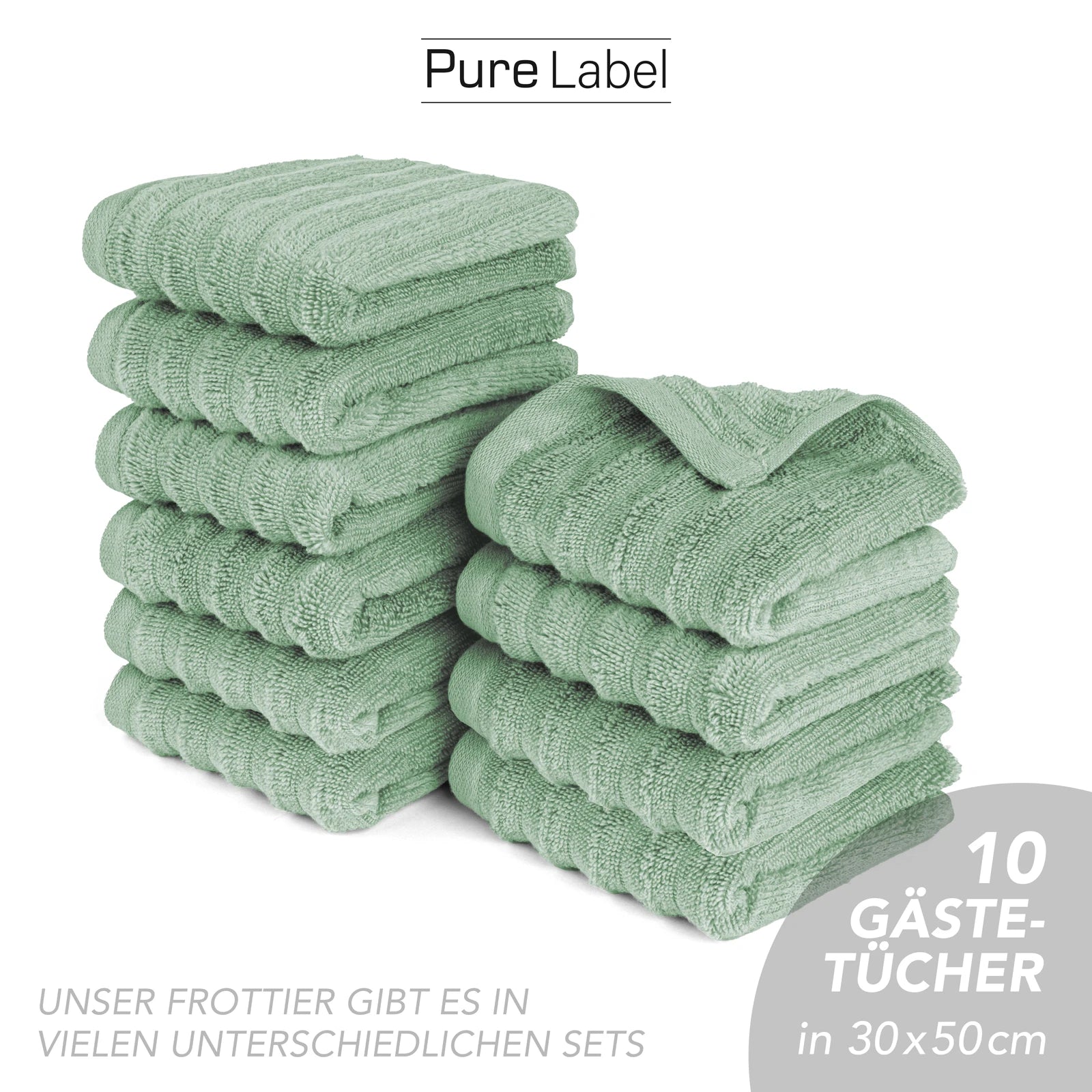 Gästehandtuch "Waves" - Anthrazit / 10x 30x50cm Pure Label