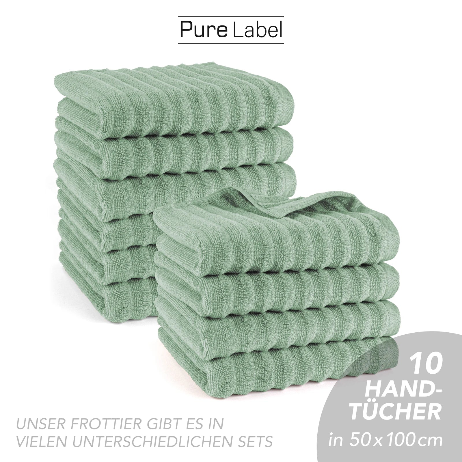 Handtuch "Waves" - Anthrazit / 4x 50x100cm Pure Label