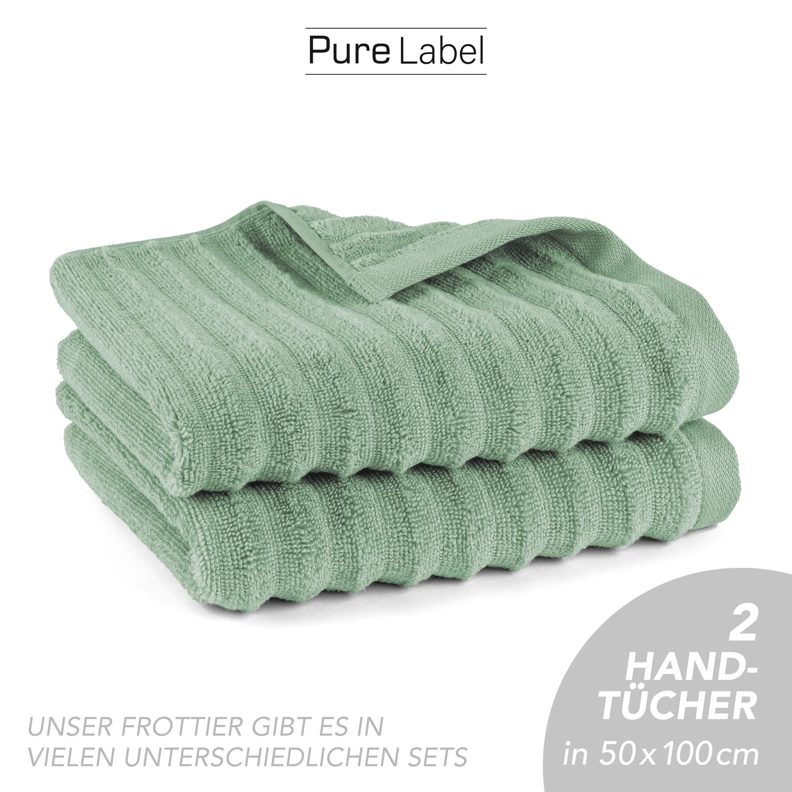 Handtuch "Waves" - Anthrazit / 4x 50x100cm Pure Label