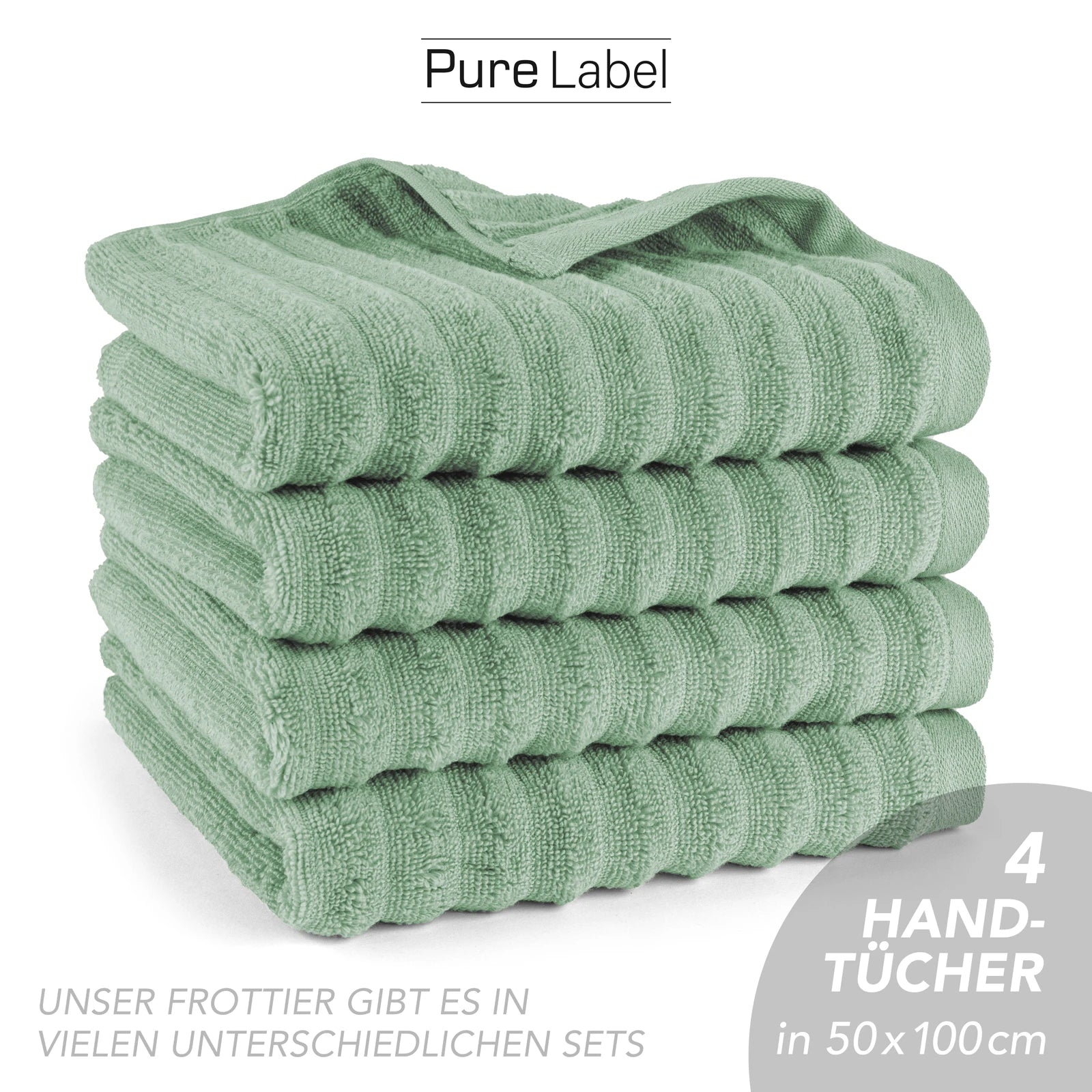 Handtuch "Waves" - Anthrazit / 4x 50x100cm Pure Label