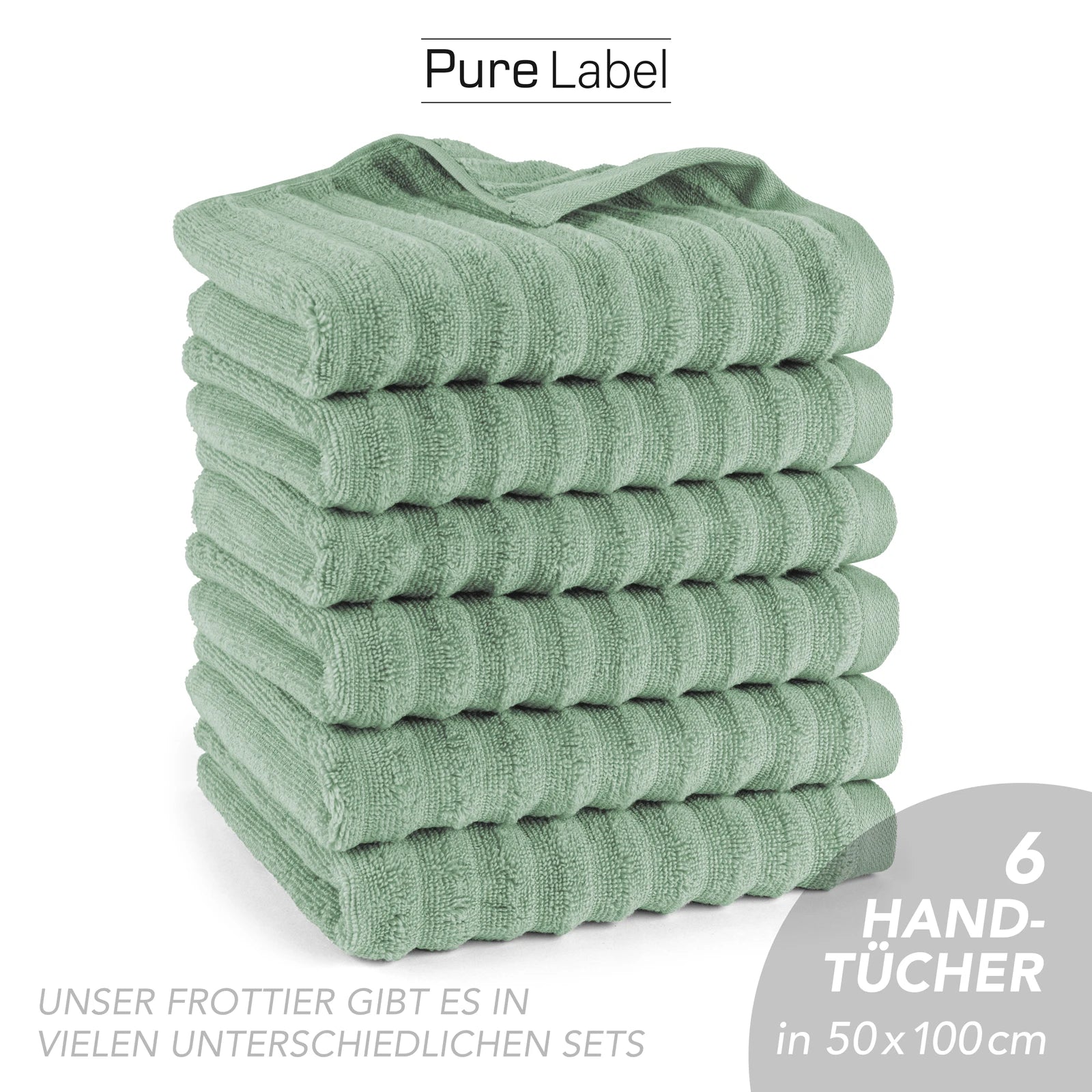 Handtuch "Waves" - Anthrazit / 4x 50x100cm Pure Label