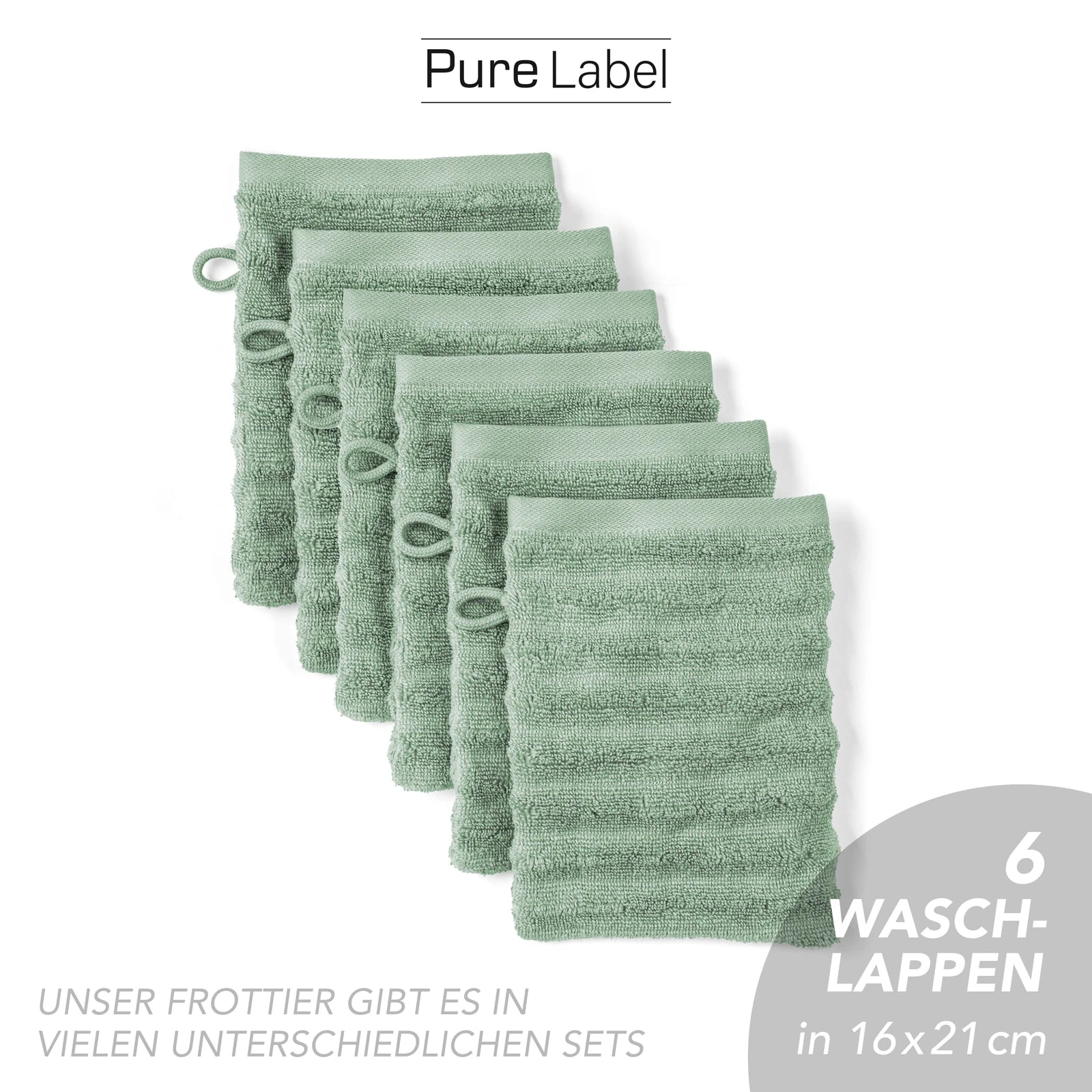 Waschlappen "Waves" - Anthrazit / 4x 16x21cm Pure Label