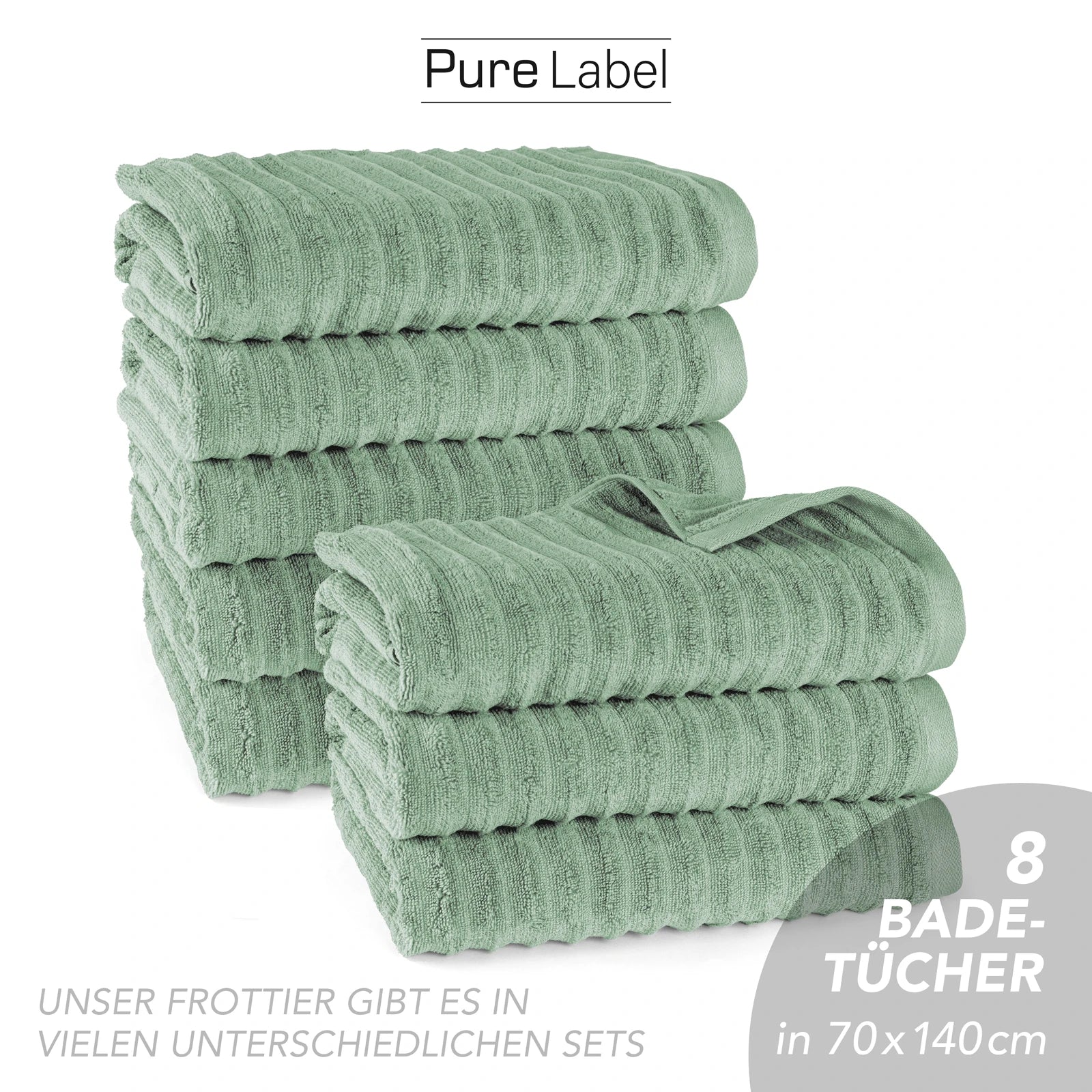 Duschtuch "Waves" - Anthrazit / 2x 70x140cm Pure Label