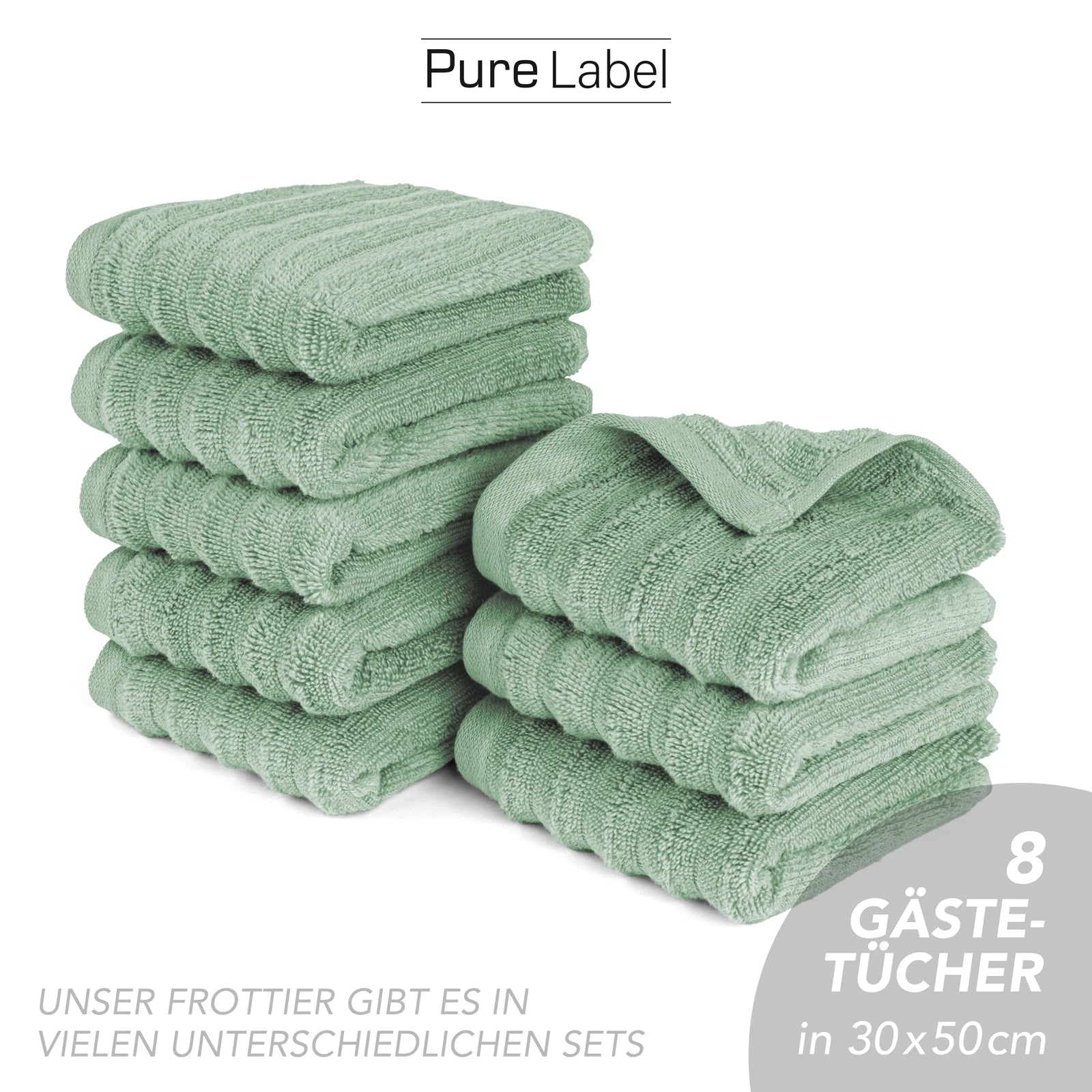 Gästehandtuch "Waves" - Anthrazit / 10x 30x50cm Pure Label