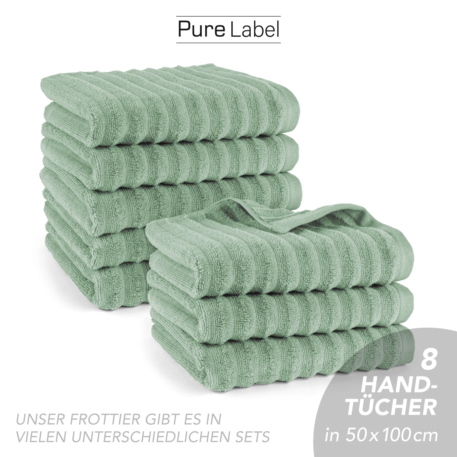 Handtuch "Waves" - Anthrazit / 4x 50x100cm Pure Label