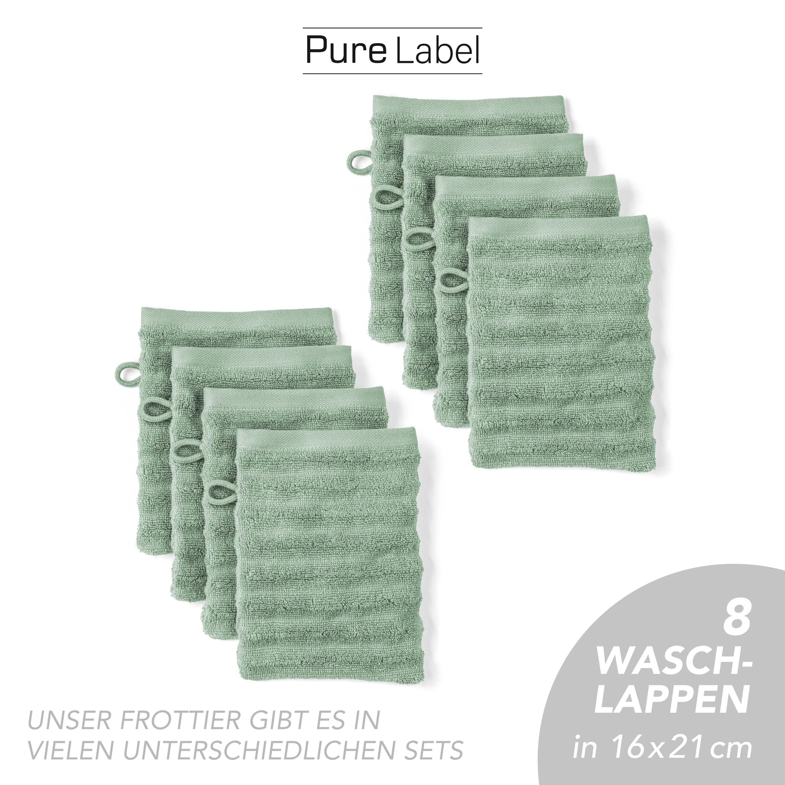 Waschlappen "Waves" - Anthrazit / 4x 16x21cm Pure Label