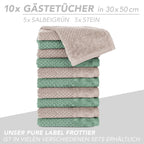 Handtuch Set "Popcorn" - Sableigrün / Stein / 2tlg. 2x70x140 cm Pure Label