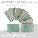 Handtuch Set "Popcorn" - Sableigrün / Stein / 2tlg. 2x70x140 cm Pure Label