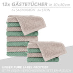 Handtuch Set "Popcorn" - Sableigrün / Stein / 2tlg. 2x70x140 cm Pure Label