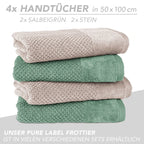 Handtuch Set "Popcorn" - Sableigrün / Stein / 2tlg. 2x70x140 cm Pure Label