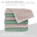 Handtuch Set "Popcorn" - Sableigrün / Stein / 2tlg. 2x70x140 cm Pure Label