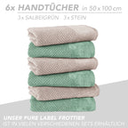Handtuch Set "Popcorn" - Sableigrün / Stein / 2tlg. 2x70x140 cm Pure Label