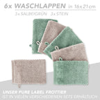Handtuch Set "Popcorn" - Sableigrün / Stein / 2tlg. 2x70x140 cm Pure Label