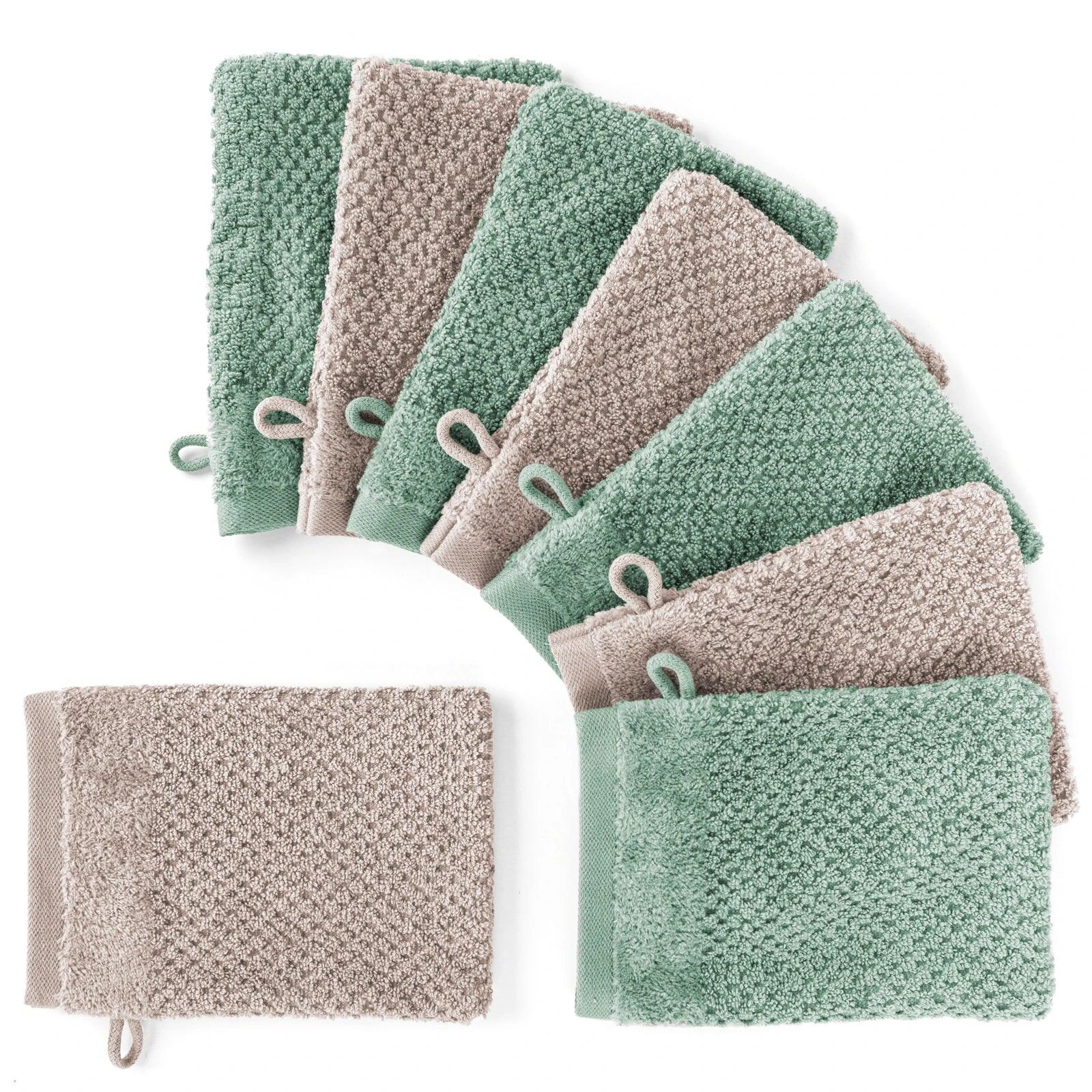 Handtuch Set "Popcorn" - Sableigrün / Stein / 8tlg. 8x16x21 cm Pure Label