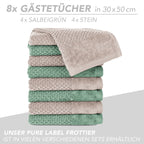 Handtuch Set "Popcorn" - Sableigrün / Stein / 2tlg. 2x70x140 cm Pure Label
