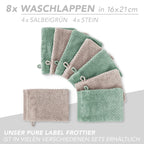 Handtuch Set "Popcorn" - Sableigrün / Stein / 2tlg. 2x70x140 cm Pure Label