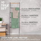 Handtuch Set "Popcorn" - Sableigrün / Stein / 2tlg. 2x70x140 cm Pure Label