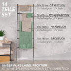 Handtuch Set "Popcorn" - Sableigrün / Stein / 2tlg. 2x70x140 cm Pure Label
