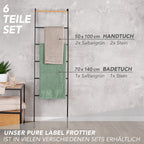 Handtuch Set "Popcorn" - Sableigrün / Stein / 2tlg. 2x70x140 cm Pure Label