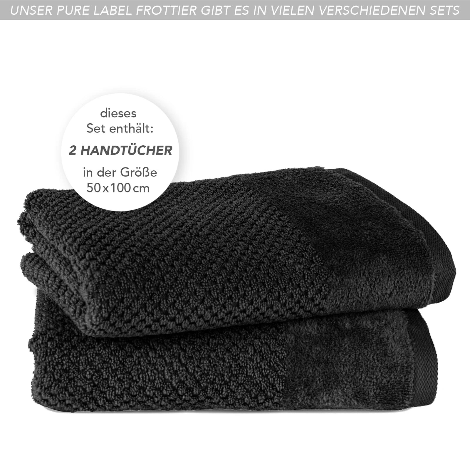 Handtücher "Popcorn" - Anthrazit / 2x 50x100cm Pure Label