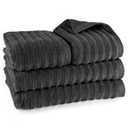 Handtuch Sets "Waves" - Anthrazit / 4x30x50 + 4x50x100 + 2x70x140 cm Pure Label