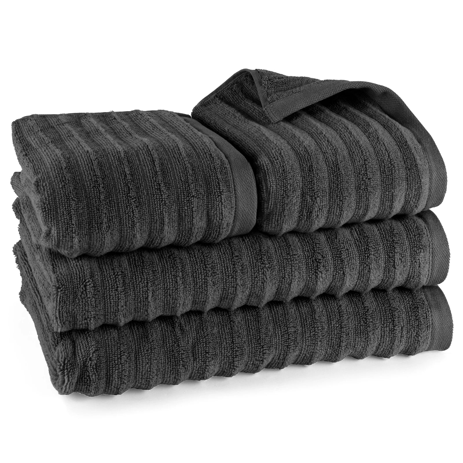 Handtuch Sets "Waves" - Anthrazit / 4x30x50 + 4x50x100 + 2x70x140 cm Pure Label