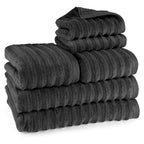 Handtuch Sets "Waves" - Anthrazit / 4x30x50 + 4x50x100 + 2x70x140 cm Pure Label
