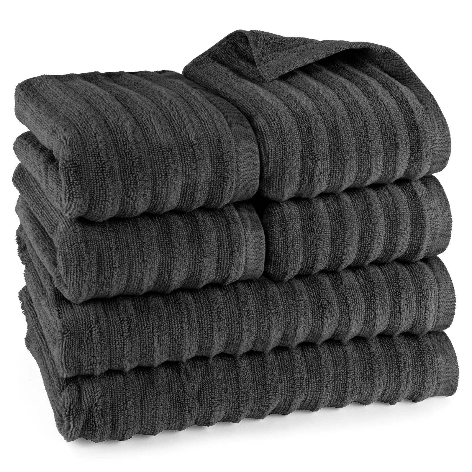 Handtuch Sets "Waves" - Anthrazit / 4x30x50 + 4x50x100 + 2x70x140 cm Pure Label
