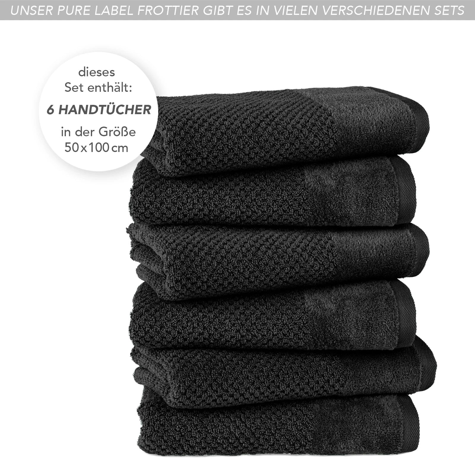 Handtücher "Popcorn" - Anthrazit / 2x 50x100cm Pure Label