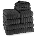 Handtuch Sets "Waves" - Anthrazit / 4x30x50 + 4x50x100 + 2x70x140 cm Pure Label