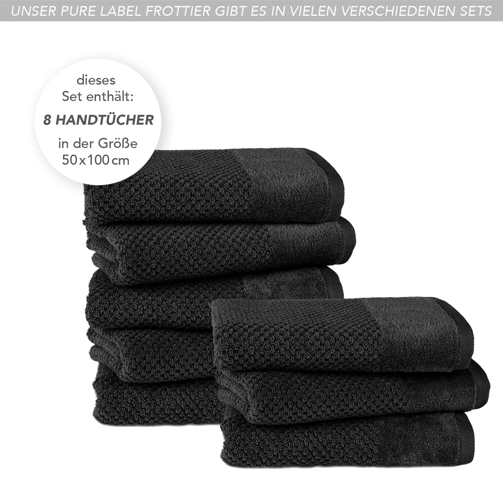 Handtücher "Popcorn" - Anthrazit / 2x 50x100cm Pure Label