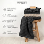 Duschtuch "Waves" - Anthrazit / 2x 70x140cm Pure Label