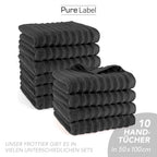 Handtuch "Waves" - Anthrazit / 4x 50x100cm Pure Label