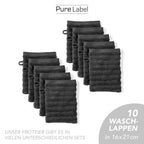 Waschlappen "Waves" - Anthrazit / 4x 16x21cm Pure Label