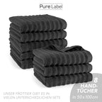 Handtuch "Waves" - Anthrazit / 4x 50x100cm Pure Label