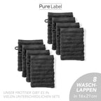 Waschlappen "Waves" - Anthrazit / 4x 16x21cm Pure Label