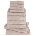 Handtuch Sets "Popcorn" - Stein / 4x30x50 + 4x50x100 + 2x70x140 cm Pure Label