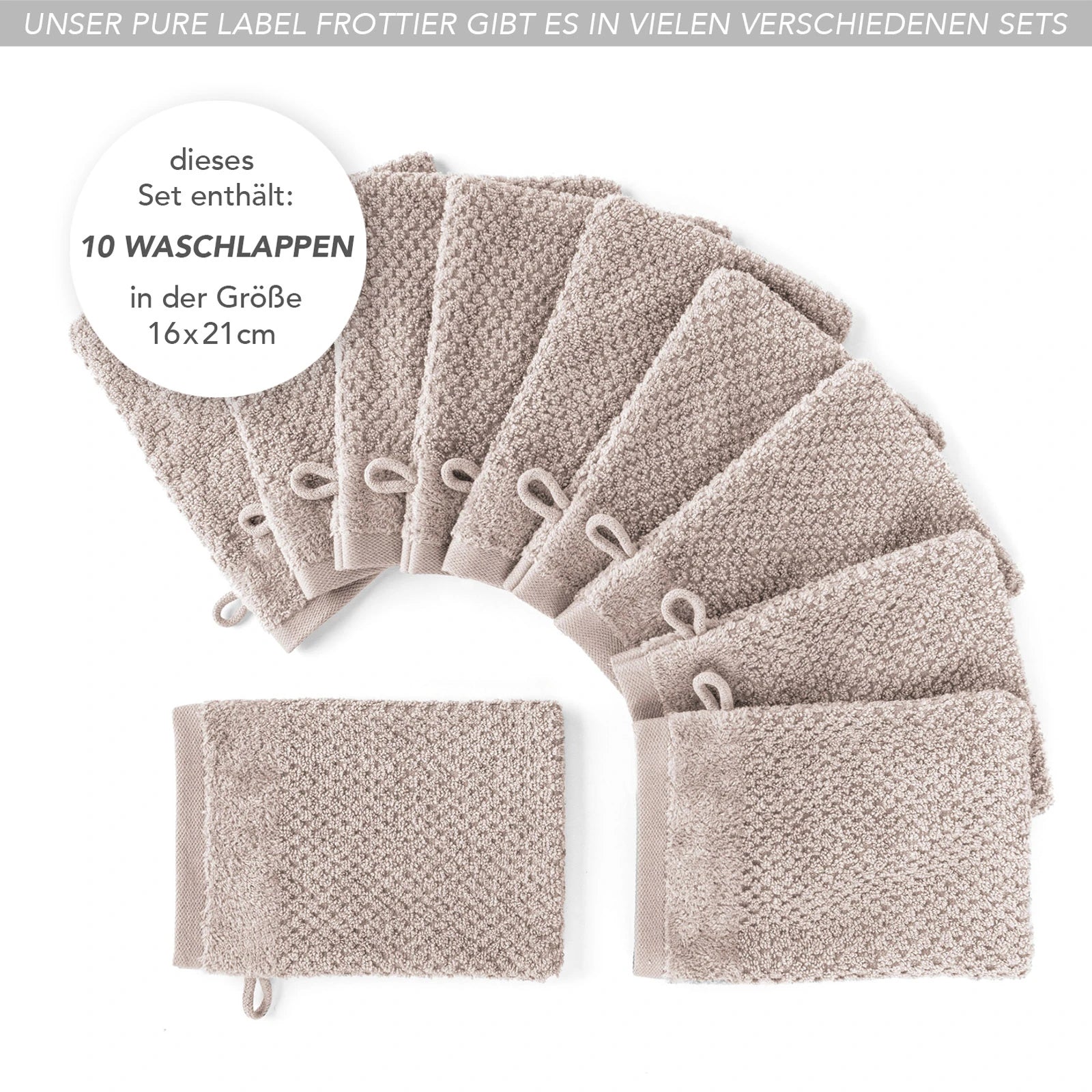 Waschlappen "Popcorn" - Anthrazit / 4x 16x21cm Pure Label