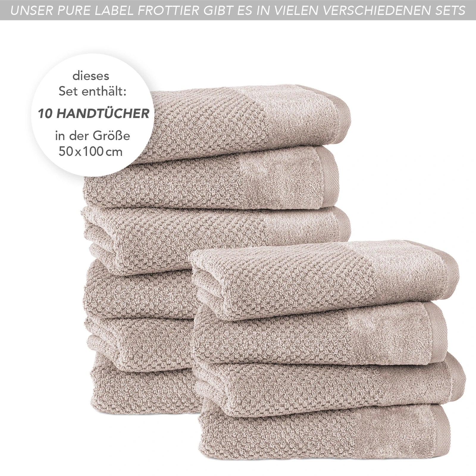 Handtücher "Popcorn" - Anthrazit / 2x 50x100cm Pure Label